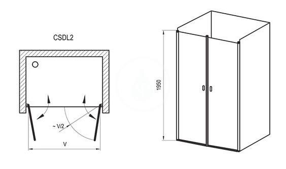 RAVAK - Chrome Sprchové dveře dvoukřídlé CSDL2-90, 875-905 mm, lesklý hliník/čiré sklo (0QV7CC0LZ1)