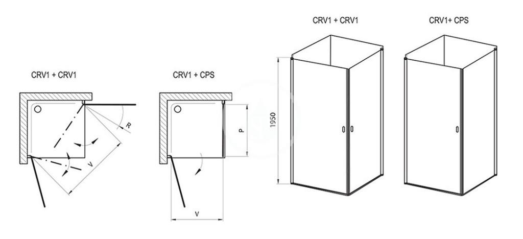 RAVAK - Chrome Sprchové dveře CRV1-80, 780-800 mm, satin/čiré sklo (1QV40U01Z1)