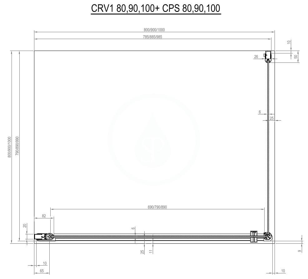 RAVAK - Chrome Sprchové dveře CRV1-100, 980-1000 mm, bílá/čiré sklo (1QVA0101Z1)