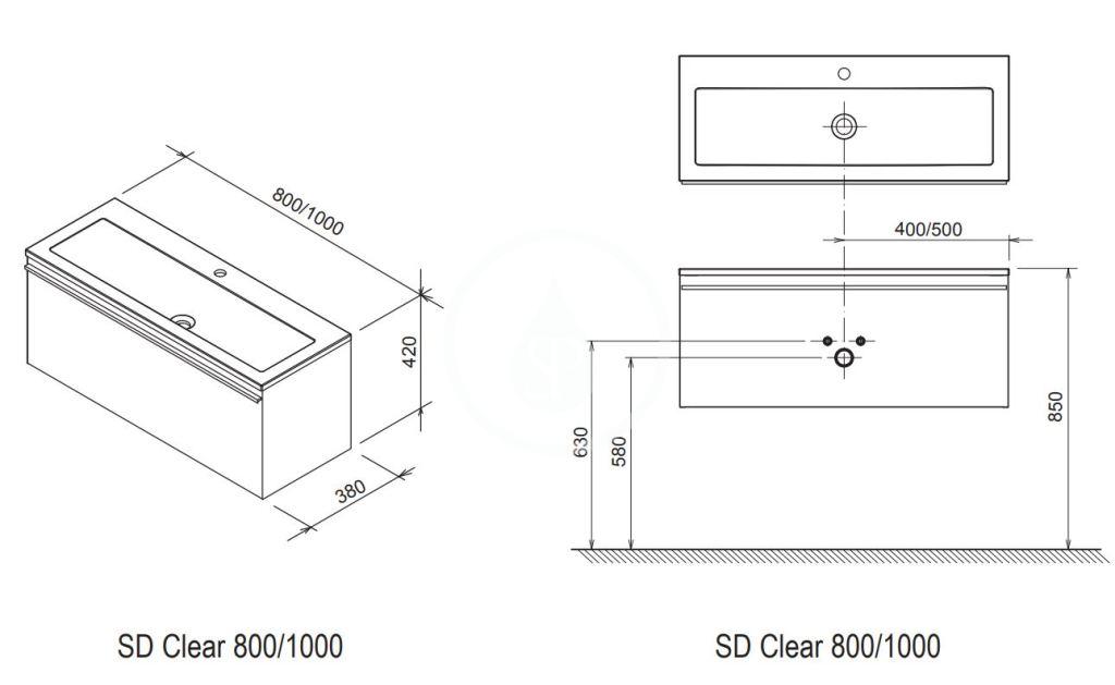 RAVAK - Clear Skříňka pod dvojumyvadlo SD, 1000x380x400 mm, bílá (X000000759)