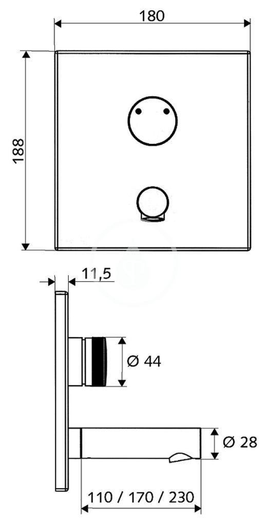 SCHELL - Linus Samouzavírací umyvadlová baterie W-SC-M pod omítku, pro 1 druh vody, nerez/chrom (018362899)
