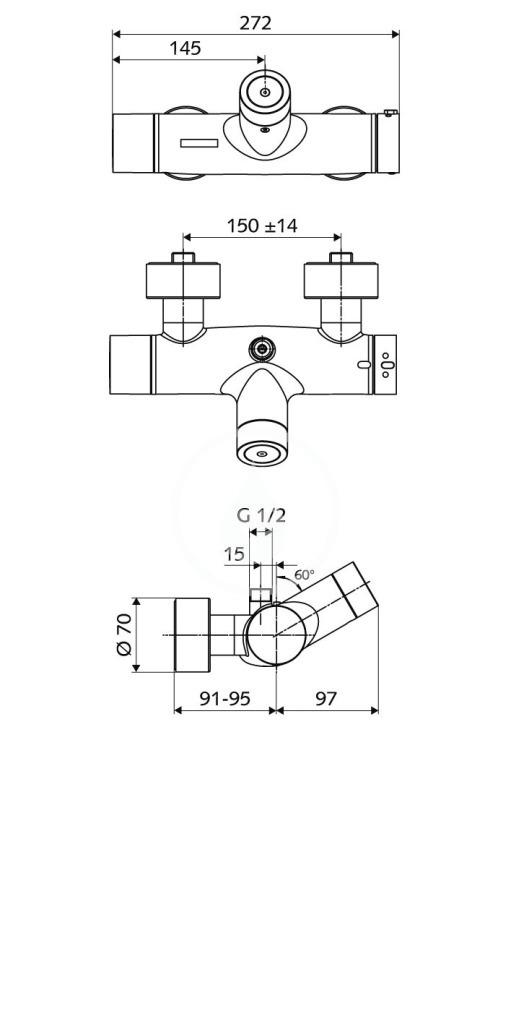 SCHELL - Vitus Termostatická senzorová sprchová baterie VITUS VD-C-T / o, pro bateriové napájení, chrom (016040699)