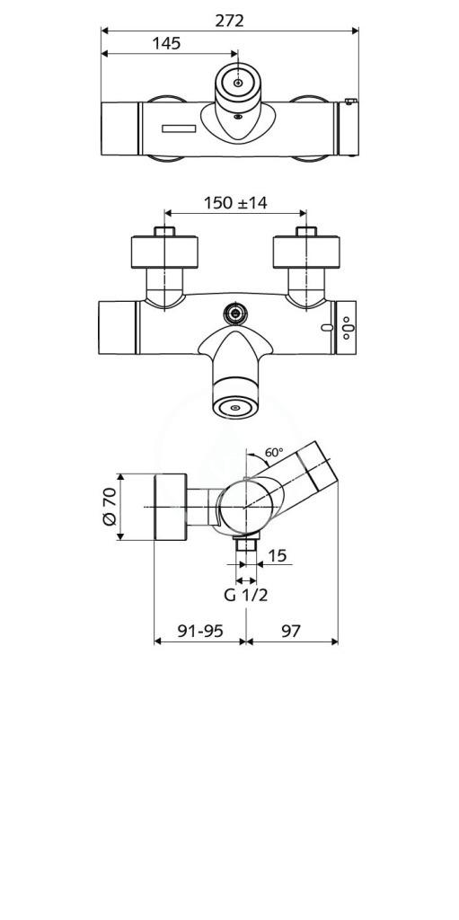 SCHELL - Vitus Termostatická senzorová sprchová baterie  VITUS VD-C-T / u, pro bateriové napájení, chrom (016190699)