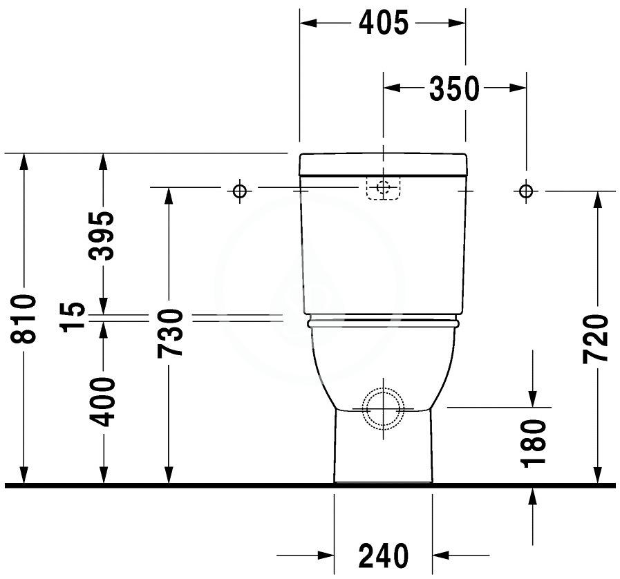 DURAVIT - Darling New Splachovací nádrž 405x160 mm, připojení vlevo/vpravo, s WonderGliss, bílá (09310000851)