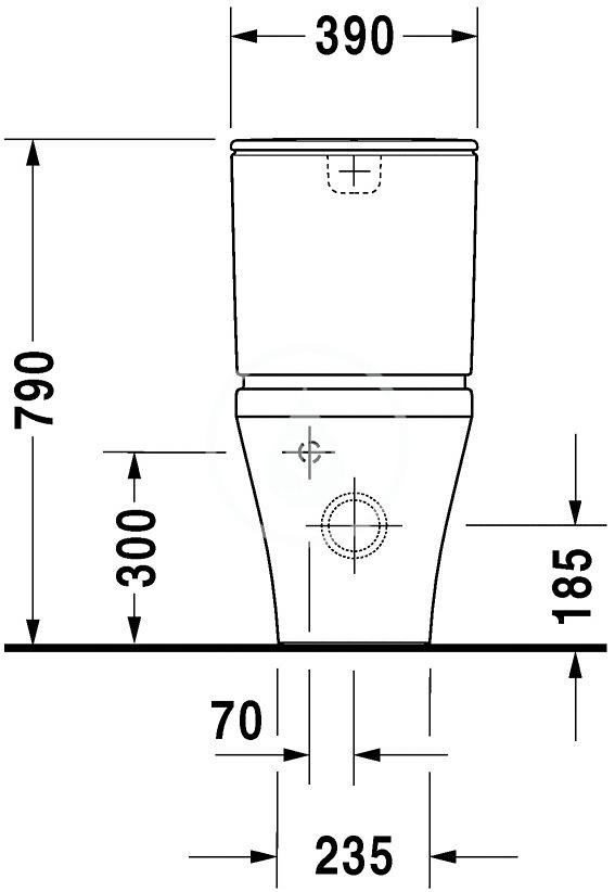 DURAVIT - DuraStyle Splachovací nádrž 390x170 mm, připojení dole vlevo, bílá (0935100085)