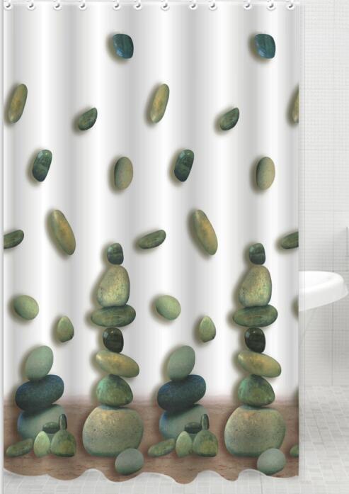 AQUALINE - Sprchový závěs 180x200cm,100% polyester, kameny (23031)
