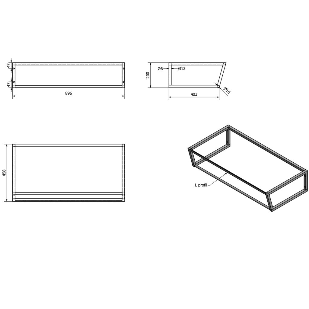 SAPHO - SKA konstrukce pod umyvadlo/desku 900x200x460mm, bílá mat (SKA213)