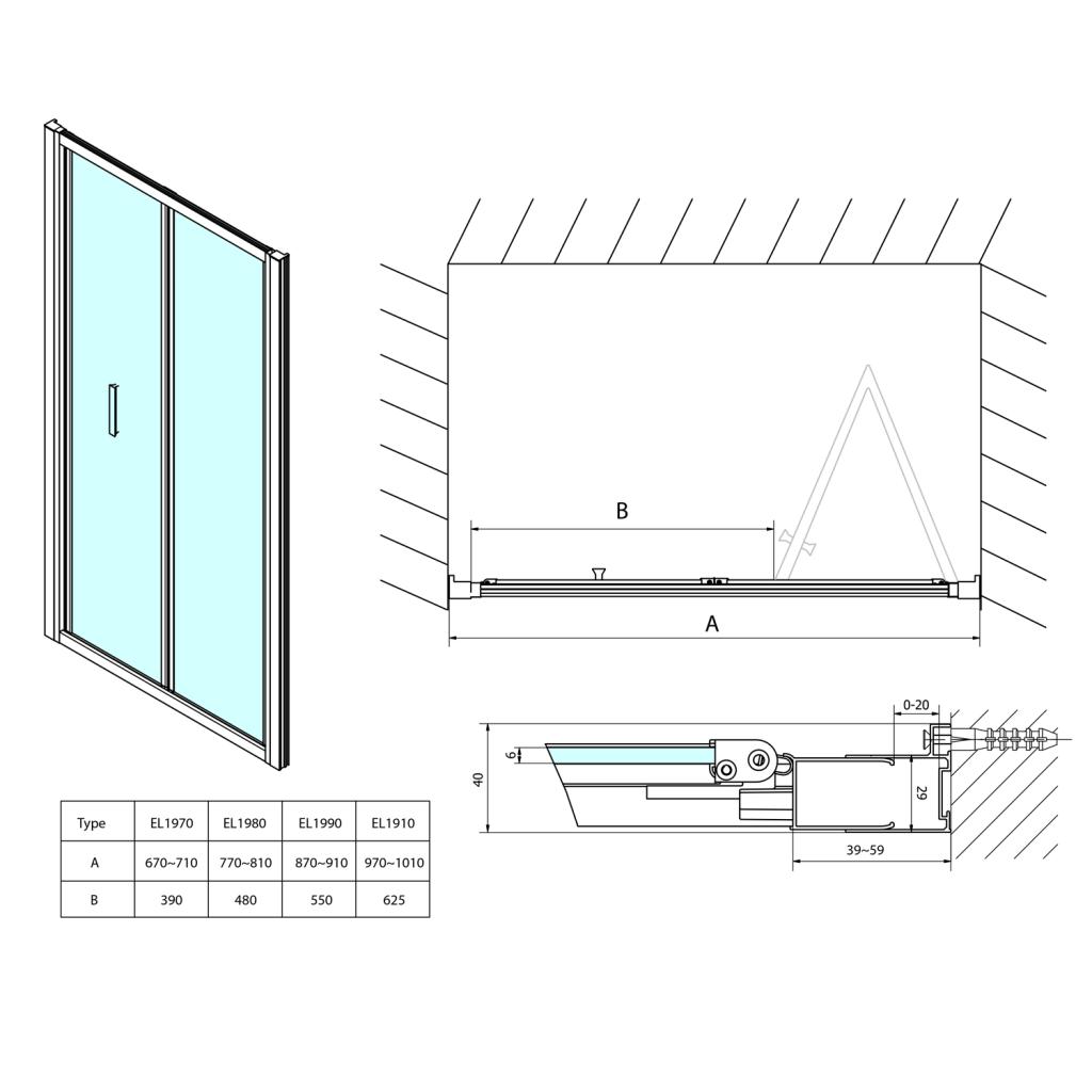 POLYSAN - EASY LINE sprchové dveře skládací 1000mm, čiré sklo (EL1910)