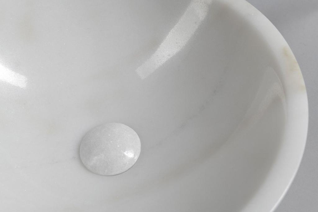 SAPHO - BLOK kamenné umyvadlo ø40x12 cm, leštěný bílý mramor (2401-34)