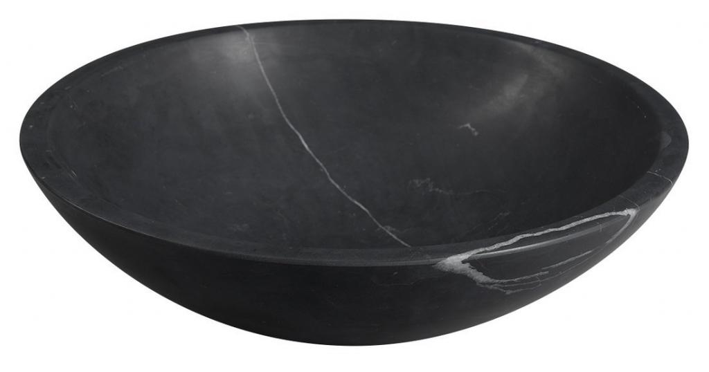 SAPHO - BLOK kamenné umyvadlo ø 40x12 cm, černý Marquin, matný (2401-35)