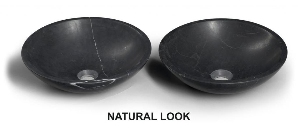 SAPHO - BLOK kamenné umyvadlo ø 40x12 cm, černý Marquin, matný (2401-35)