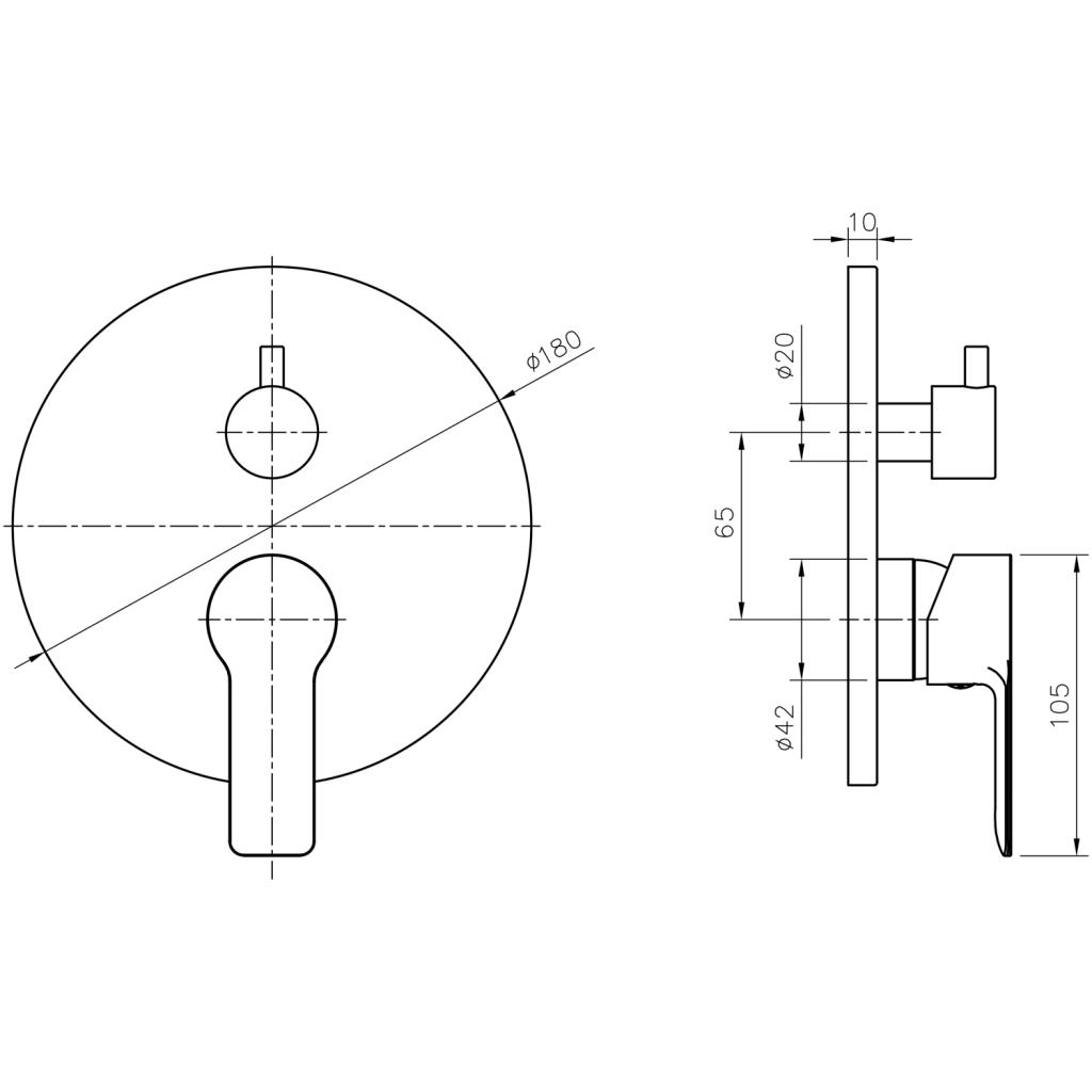 Bruckner - BARON podomítková sprchová baterie, 2 výstupy, chrom (612.042.1)