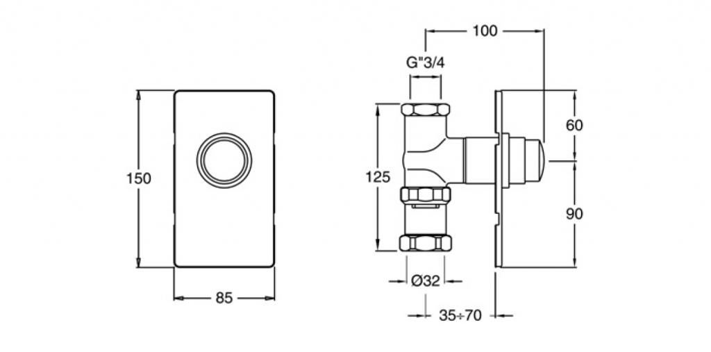 SILFRA - QUIK samouzavírací podomítkový WC ventil, chrom (QK82051)