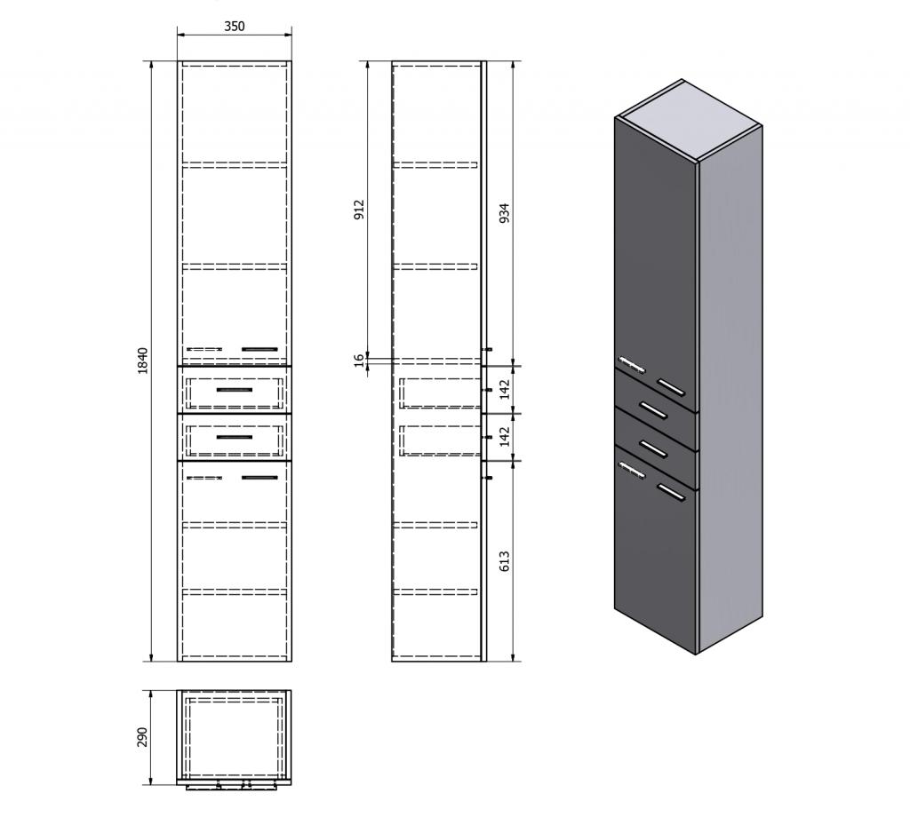 AQUALINE - ZOJA/KERAMIA FRESH skříňka vysoká 35x184x29cm, bílá (51220)
