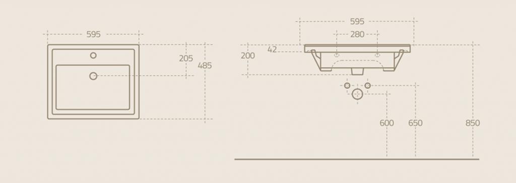 AQUALINE - ZENO 60 nábytkové umyvadlo 60x48,5cm (8060)