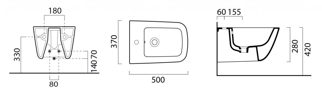 GSI - SAND bidet závěsný, 50x37 cm, bílá ExtraGlaze (9064111)