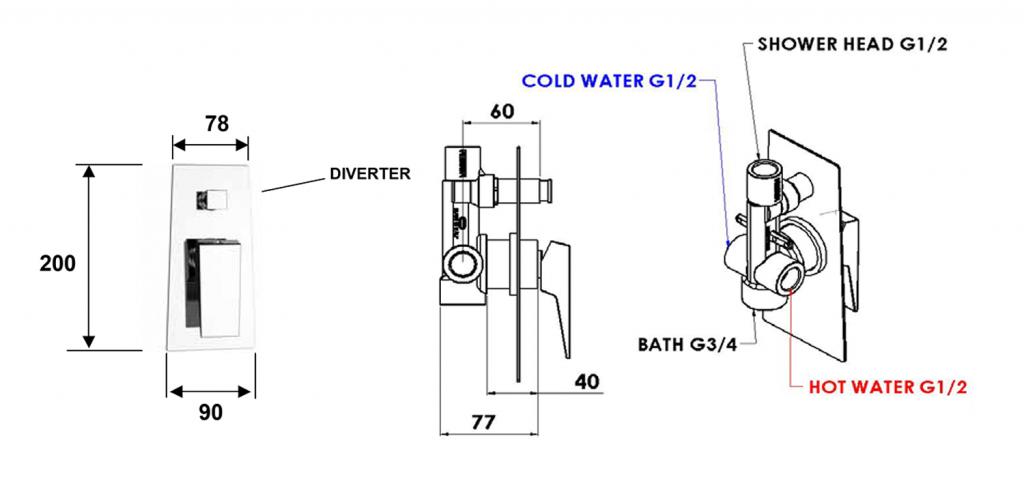 SAPHO - MORADA podomítková sprchová baterie, 2 výstupy, zlato (MR42ZL)