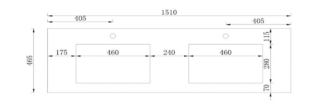 SAPHO - MITRA umyvadlová skříňka s umyvadlem, 3 zásuvky, 150x70x46 cm, antracit (2XMT0821601-150)