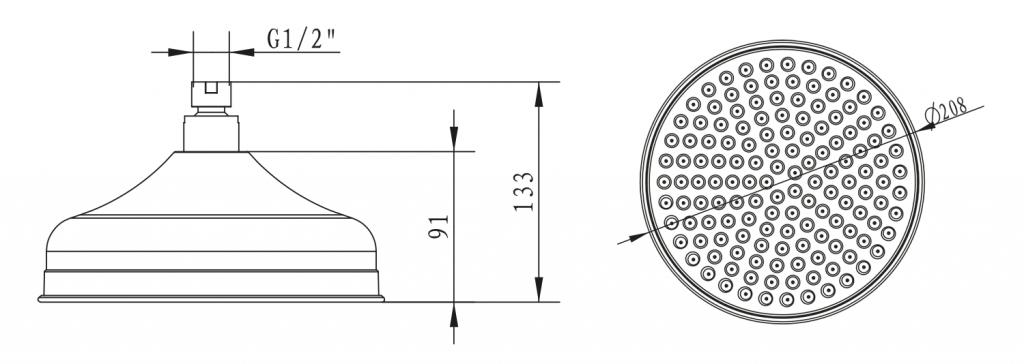 SAPHO - Hlavová sprcha retro, průměr 208mm, chrom (MH026)