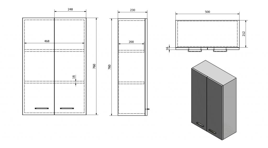 AQUALINE - ZOJA/KERAMIA FRESH skříňka horní 50x76x23cm, bílá (51302)