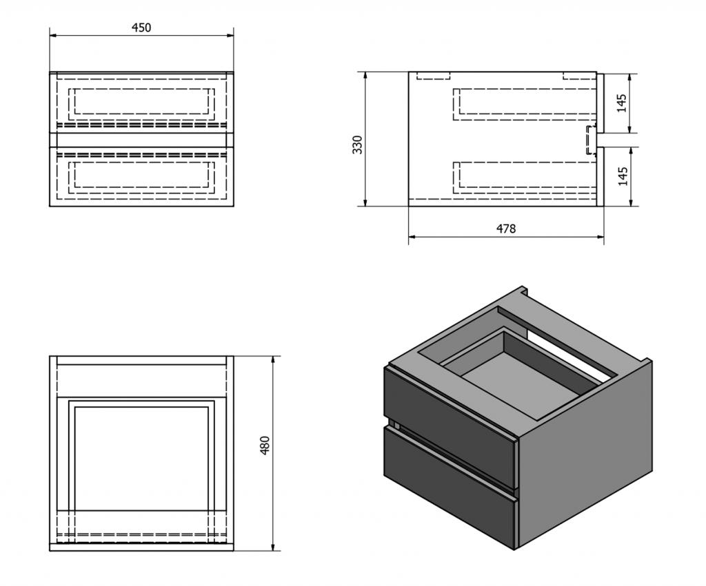 SAPHO - AVICE 2x zásuvka 45x30x48cm, bílá (AV061-3030)