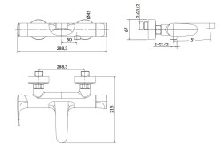 CERSANIT - N&aacute;stěnn&aacute; vanov&aacute; baterie INVERTO, p&aacute;kov&aacute;, chrom + čern&aacute; p&aacute;čka (S951-312), fotografie 6/3