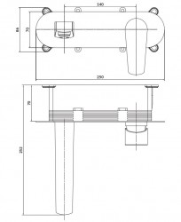 CERSANIT - Podomítková páková umyvadlová baterie MODUO, včetně montážního tělesa, chrom (S951-337), fotografie 2/1