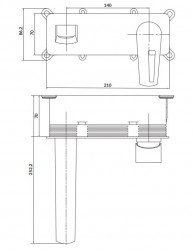 CERSANIT - Podomítková páková umyvadlová baterie MILLE, včetně montážního tělesa,s výpustí klik klak, chrom (S951-357), fotografie 2/1