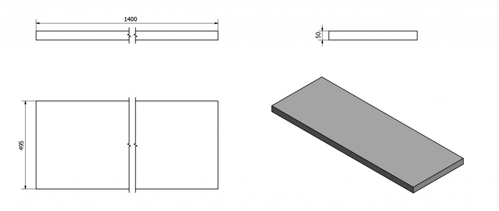 SAPHO - AVICE deska 140x50cm, šedý kámen (AV1410)