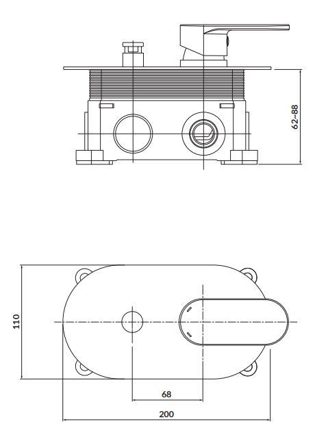 CERSANIT - Podomítková páková vanová baterie CREA, vč. montážního tělesa, černá (S951-322)