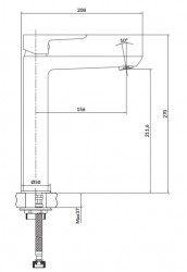 CERSANIT - Vysoká stojánková umyvadlová baterie MILLE, včetně výpusti, bílá (S951-355), fotografie 2/1