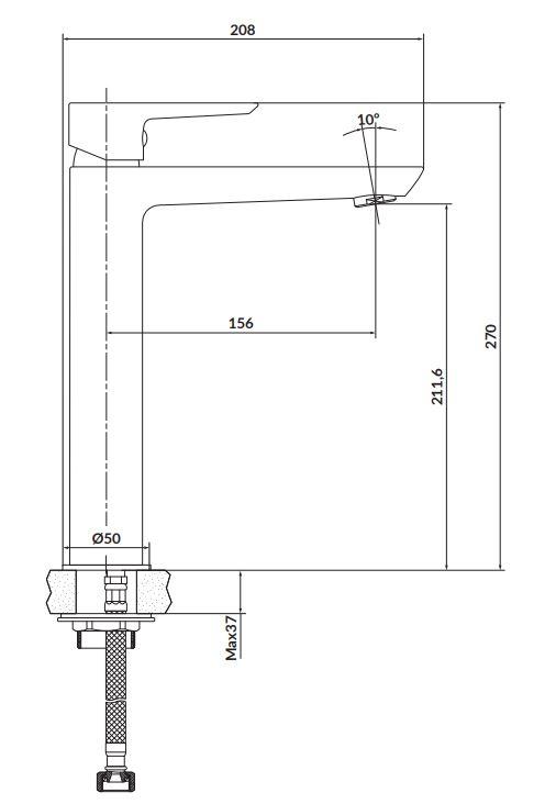 CERSANIT - Vysoká stojánková umyvadlová baterie MILLE, včetně výpusti, černá (S951-356)