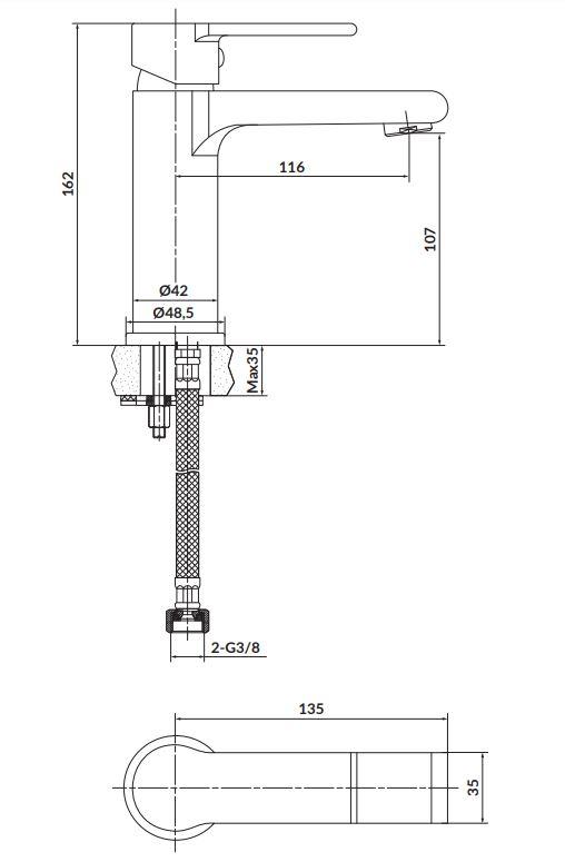 CERSANIT - Stojánková umyvadlová baterie BRASCO, včetně výpusti Klik-Klak, chrom (S951-227)
