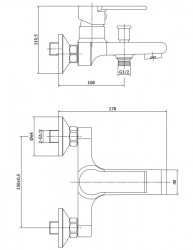 CERSANIT - Nástěnná vanová baterie BRASCO, páková, chrom (S951-229), fotografie 2/3
