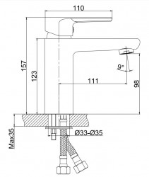 CERSANIT - Stojánková umyvadlová baterie SUARO, včetně výpusti Klik-Klak, chrom (S951-236), fotografie 2/3
