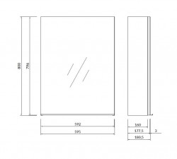 CERSANIT - Zrcadlová skříňka VIRGO 60 bílá s černými úchyty (S522-014), fotografie 2/5