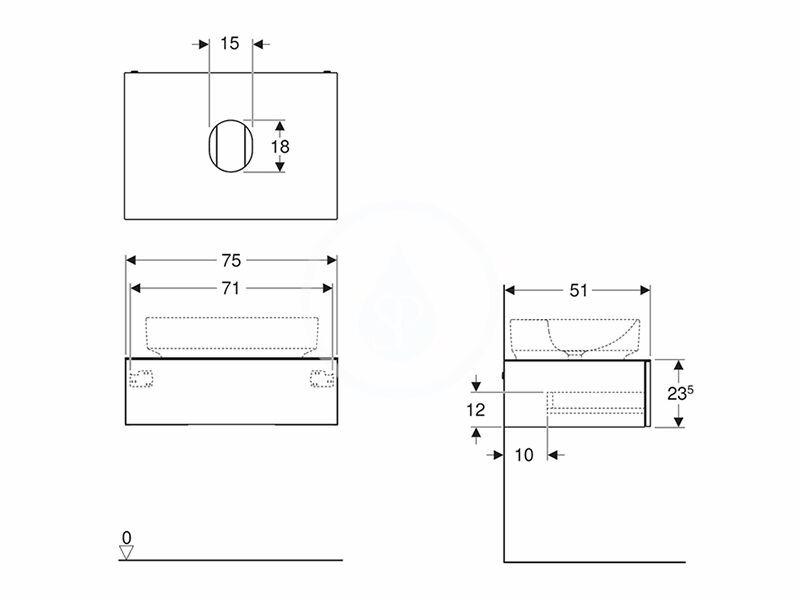 GEBERIT - VariForm Umyvadlová skříňka, 750x510x235 mm, 1 zásuvka a zápachová uzávěrka, lesklá bílá/matná bílá (501.159.00.1)