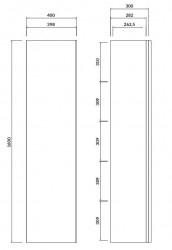 CERSANIT - Nábytkový sloupek VIRGO šedý dub s chromovou úchytkou (S522-034), fotografie 2/5
