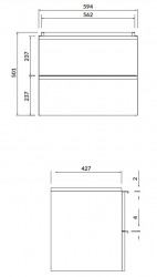 CERSANIT - Umyvadlová skříňka VIRGO 60 šedý dub s chromovými úchyty (S522-020), fotografie 2/5