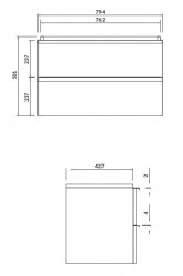 CERSANIT - Umyvadlová skříňka VIRGO 80 šedý dub s chromovými úchyty (S522-028), fotografie 2/5