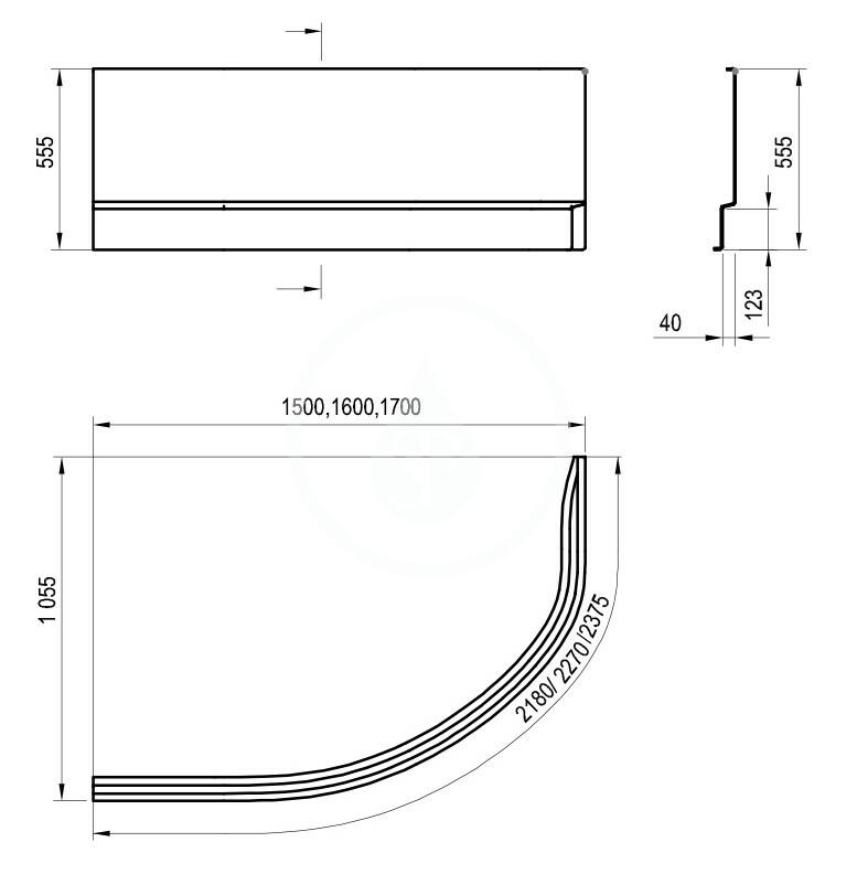 RAVAK - Vanové panely Čelní panel A 160 L k vaně Rosa II, 1600 mm, levý, bílá (CZM1200AN0)