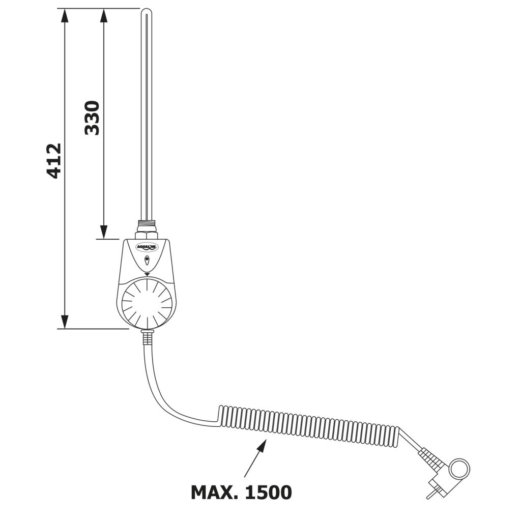 AQUALINE - Elektrická topná tyč s integrovaným termostatem 600W, bílá (TS-600B)