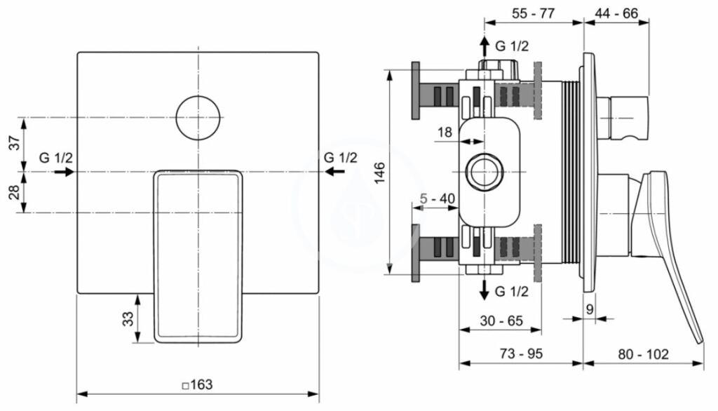 IDEAL STANDARD - Conca Tap Baterie pod omítku, pro 2 spotřebiče, Magnetic Grey (A7374A5)