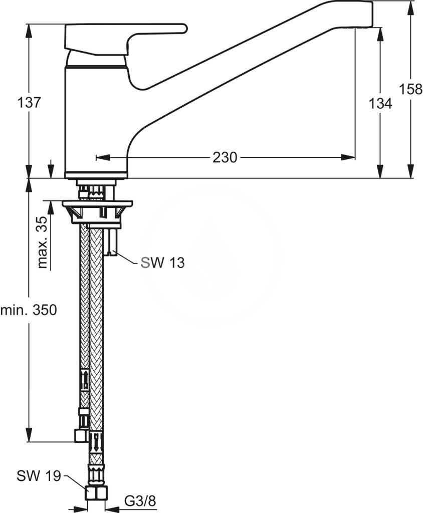 IDEAL STANDARD - Active Dřezová baterie s ventilem pro připojení pračky nebo myčky, chrom (B8082AA)