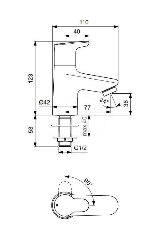 IDEAL STANDARD - Ceraplus II Umyvadlový ventil, chrom (BC117AA)