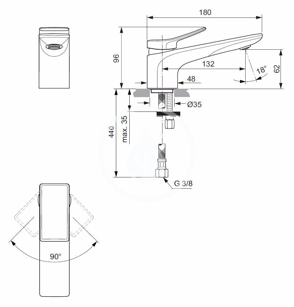 IDEAL STANDARD - Conca Tap Umyvadlová baterie, Magnetic Grey (BC754A5)