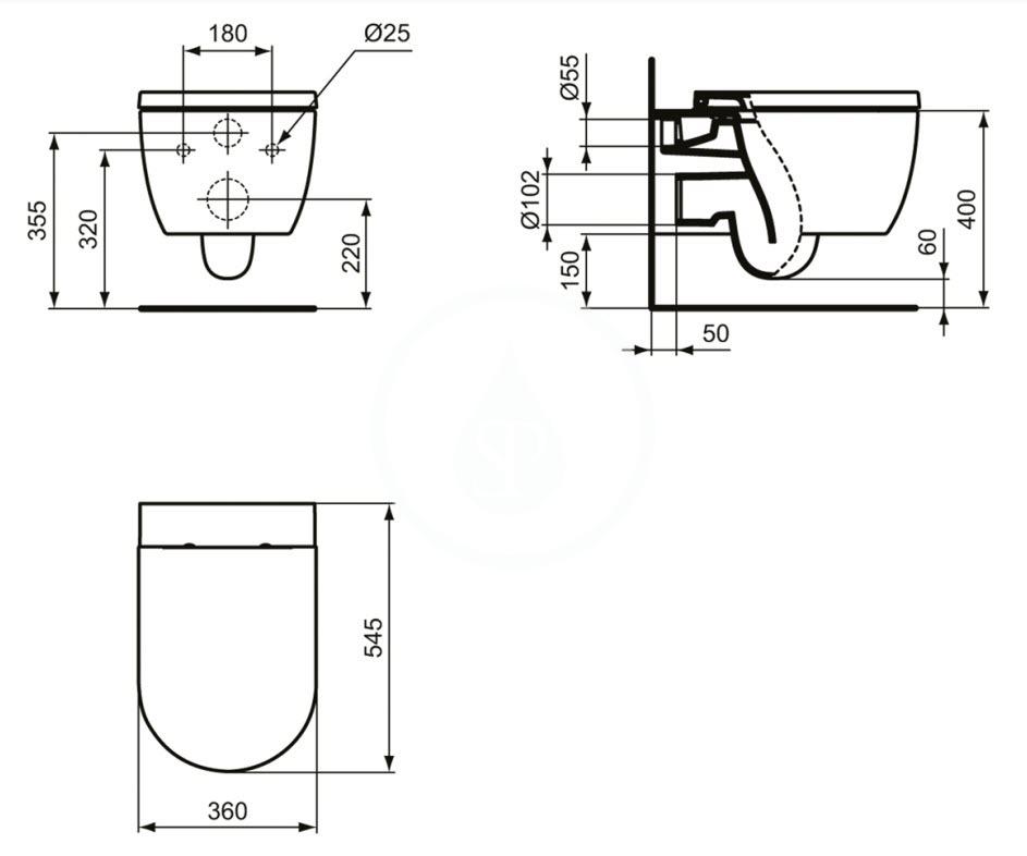 IDEAL STANDARD - Blend Závěsné WC, Aquablade, bílá (T374901)