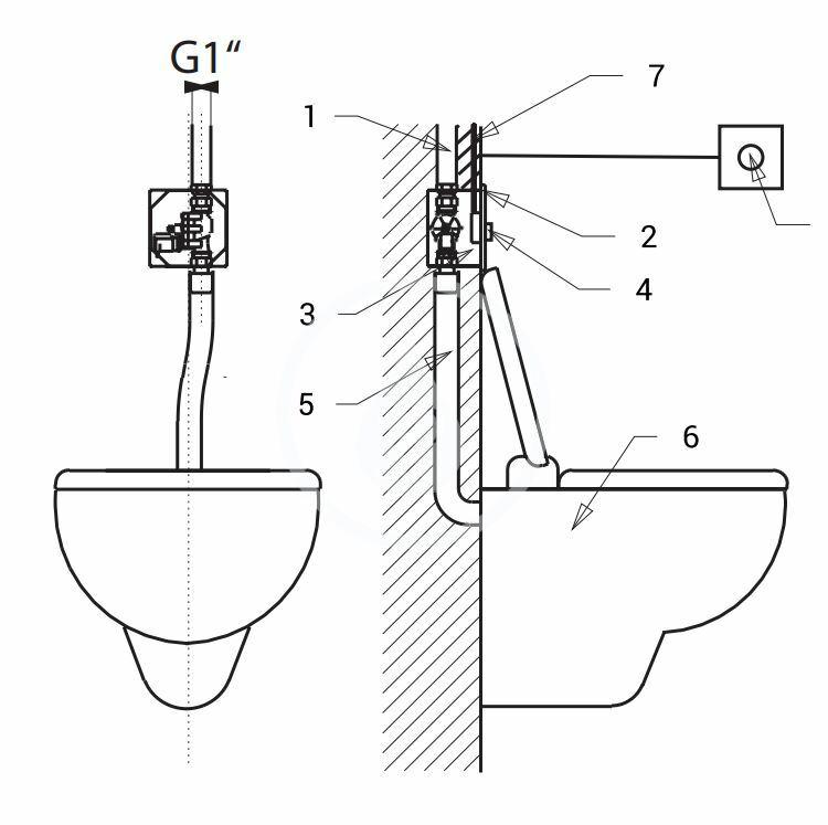 SANELA - Příslušenství Piezo splachovač WC s druhým tlačítkem pro oddálené spláchnutí, bezbariérové, antivandal, 24 V DC (SLW 03PA)