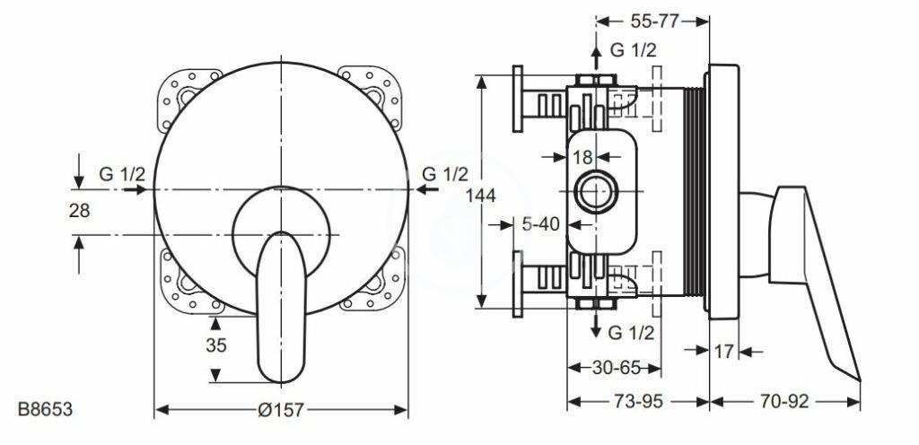 IDEAL STANDARD - CeraPlus Sprchová baterie pod omítku, chrom (B8653AA)