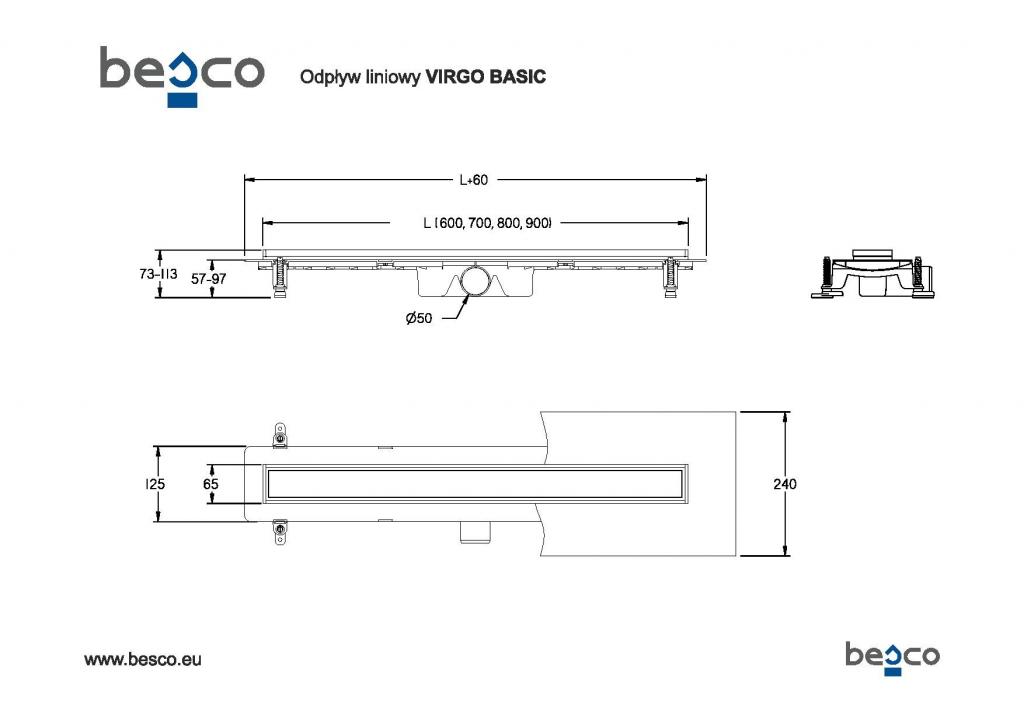 HOPA - Odtokový žlab VIRGO BASIC DUO - Rozměr A - 60 cm (ZLOL60VB)